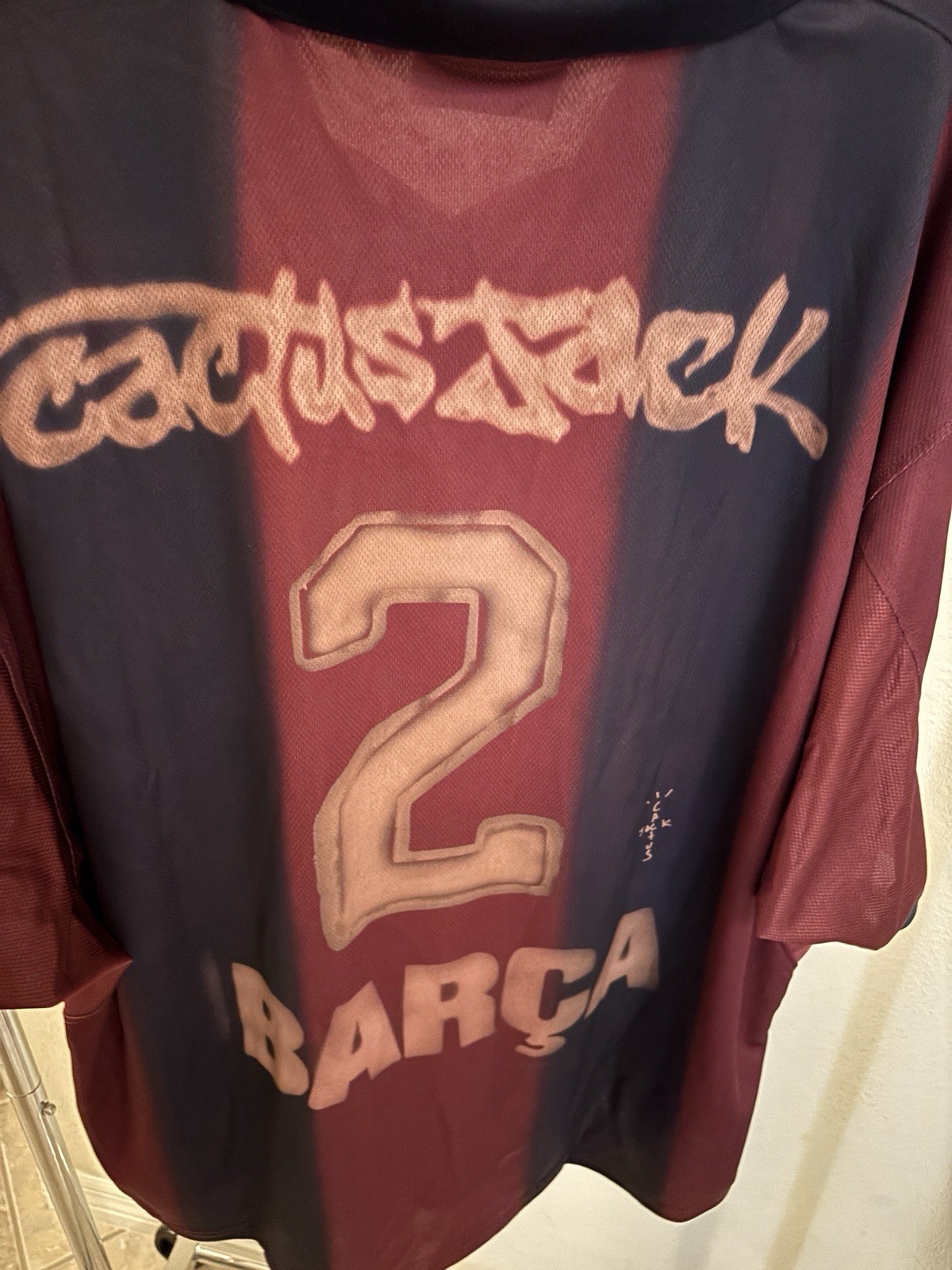 Travis Scott x Nike x FC Barcelona Retro 2000/01 Home Skeleton Jersey 2XL New