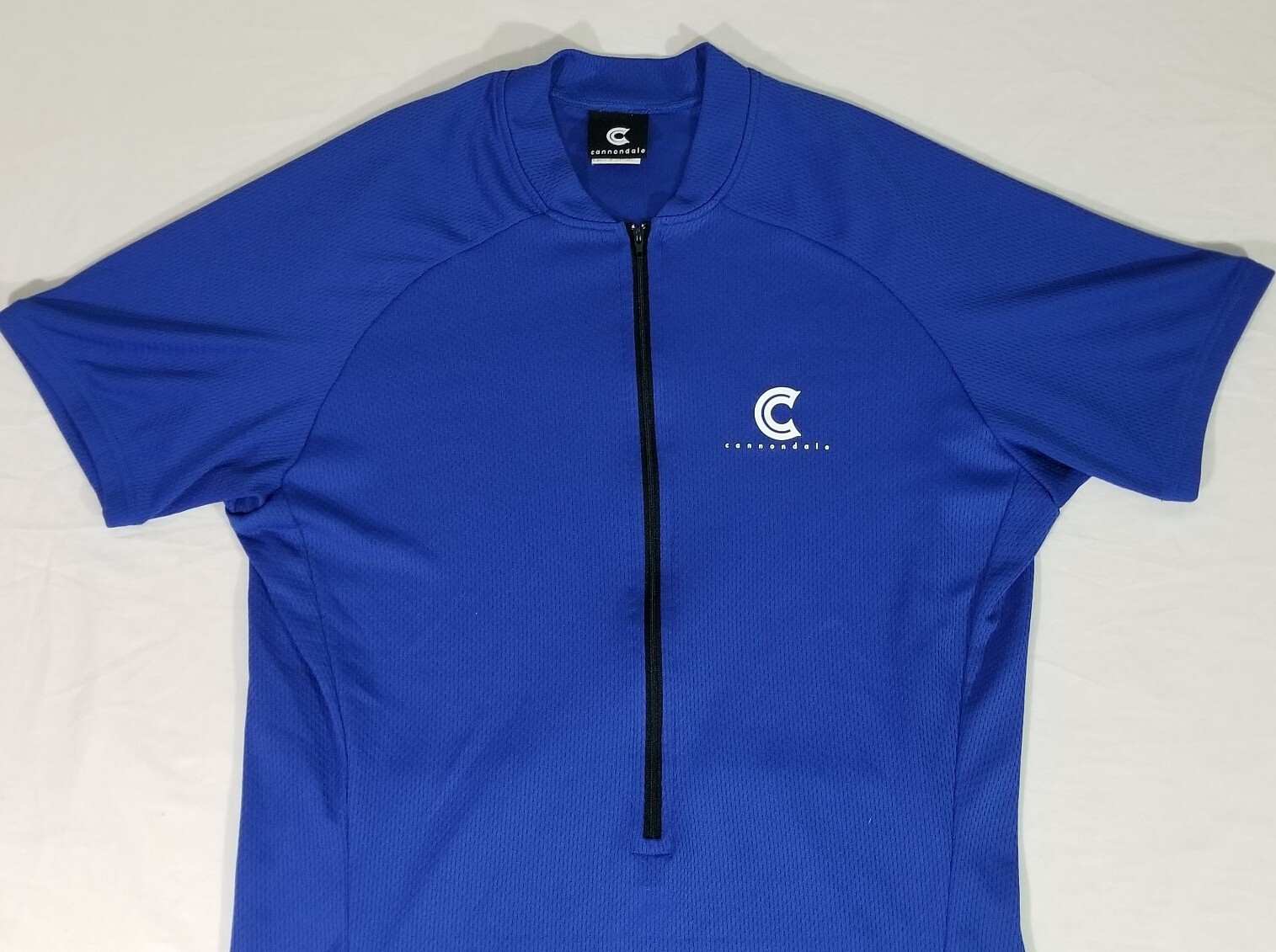 Cannondale Solid Blue 3/4 Zip Cycling Jersey Short Sleeve Shirt Men’s Size Large
