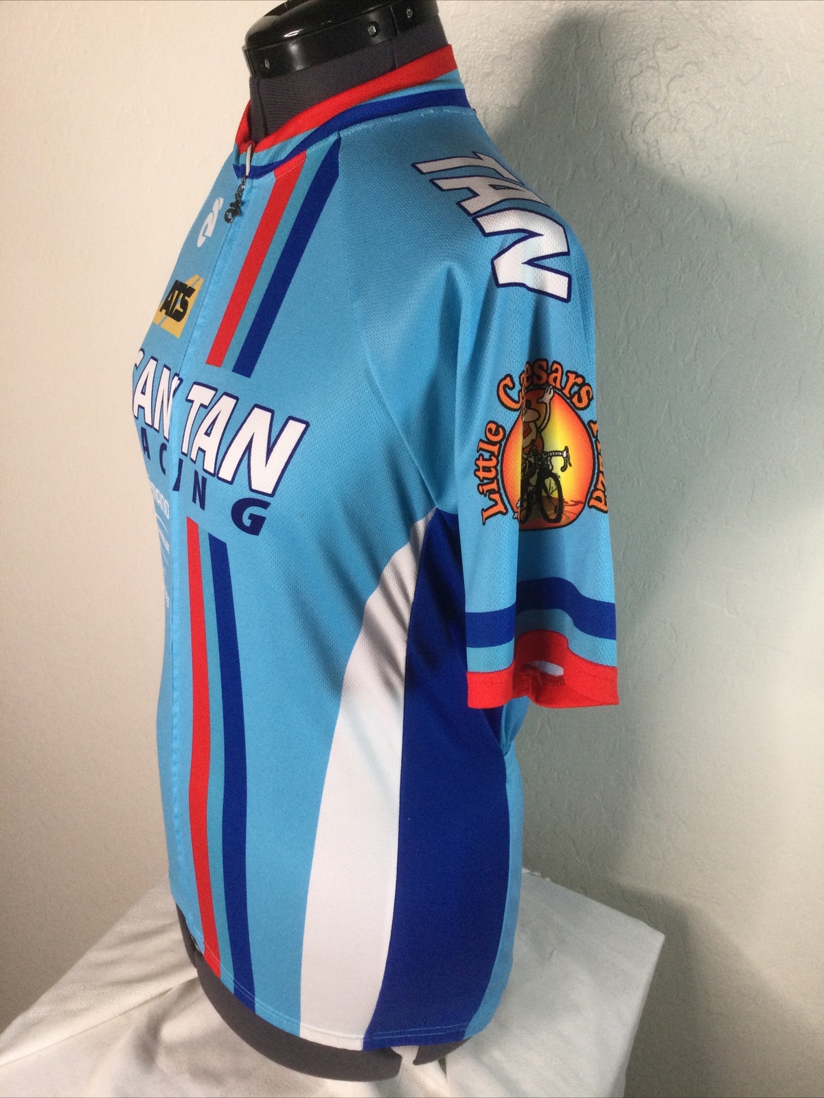 Champ Sys Cycling jersey full zip 3-pocket short sleeve LG San Tan Racing Blue
