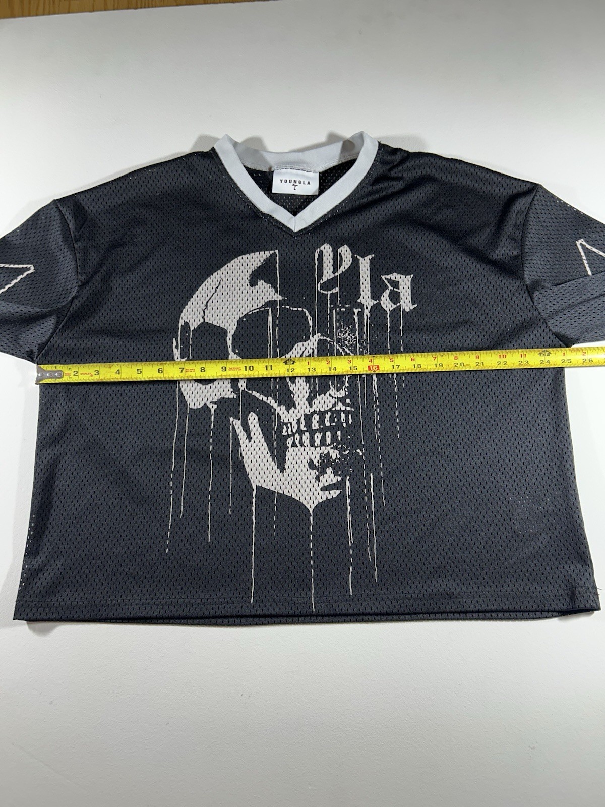 YoungLA Drippy Skull Mesh Jersey Black/White Size Large L (Pre Owned) #4015