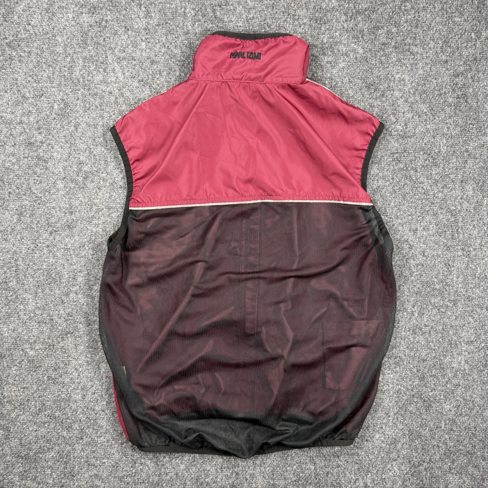 Pearl Izumi Men Large Cycling Wind Vest Burgundy Full Zip Mesh Back Bike Jersey