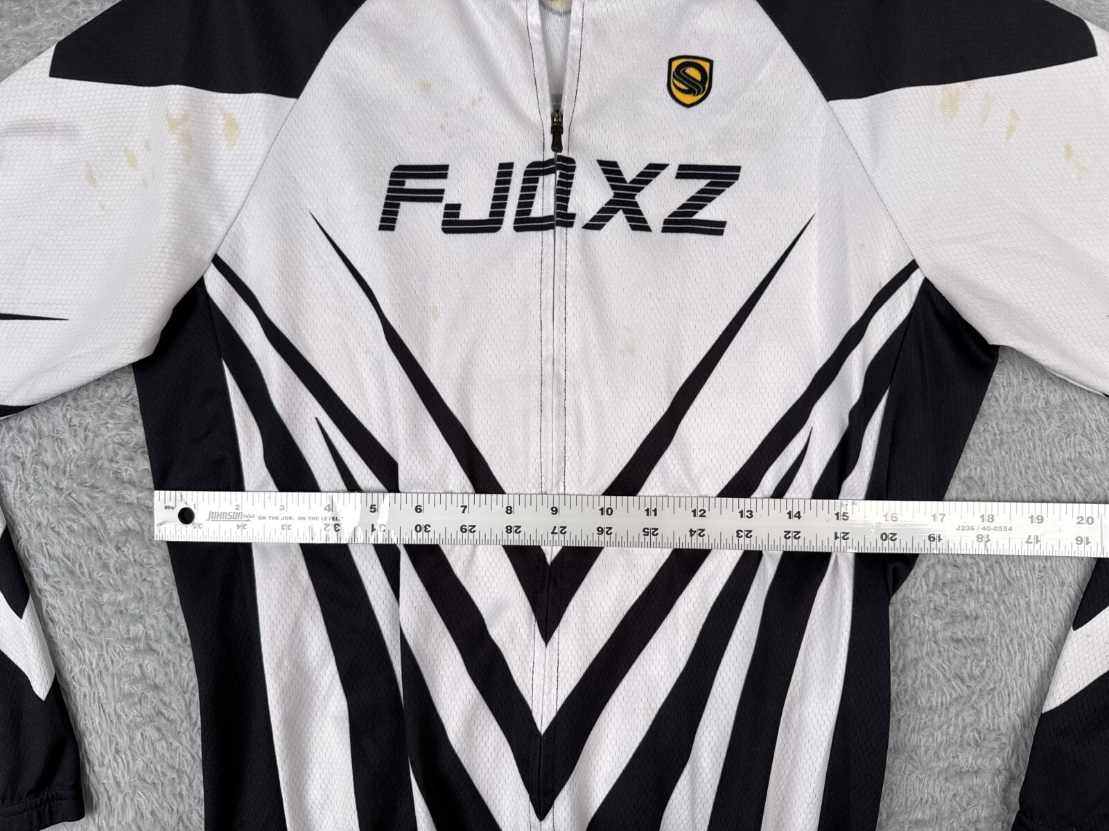 FJQXZ Cycling Jersey Mens Large Black White Long Sleeve Full Zip 100% Polyester