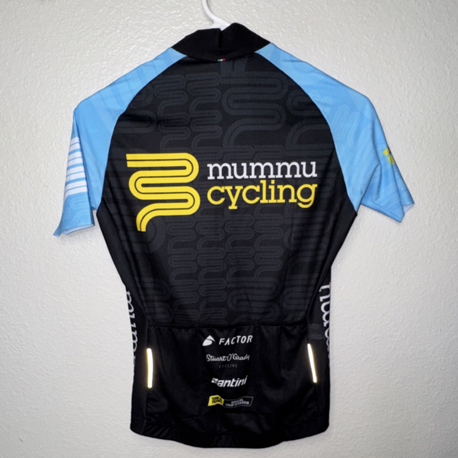 Santini 9C CUSTOM Lady Cut KEVO Cycling Jersey S Black Blue Yellow Full Zip