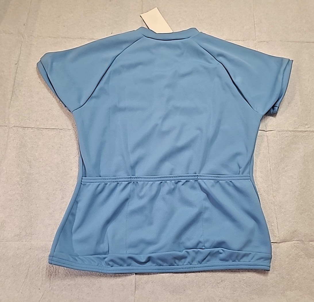 ASCENT Women’s Pro Short Sleeve Cycling Jersey-L-LT Blue-3 Pockets-Front Zipper