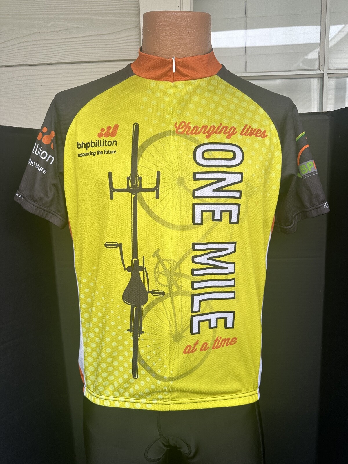 Primal Mens Large Short Sleeve Cycling Jersery “One Mile at a Time ” MS 150 2015