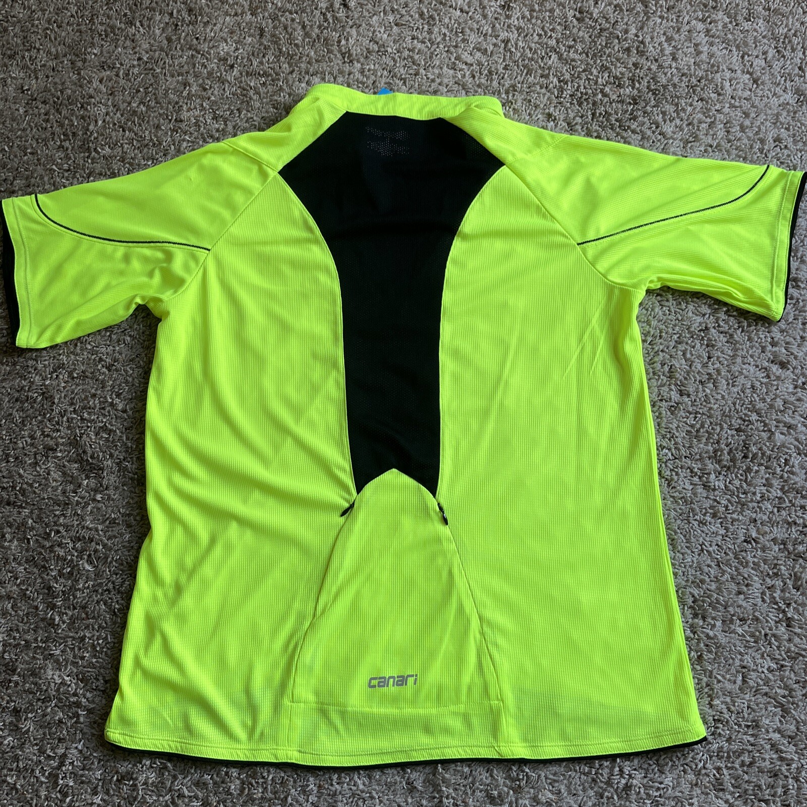 CANARI Lime Green Cycling Jersey #109814 1/2 Zip SS Men’s Size XL w/ Chest Logo