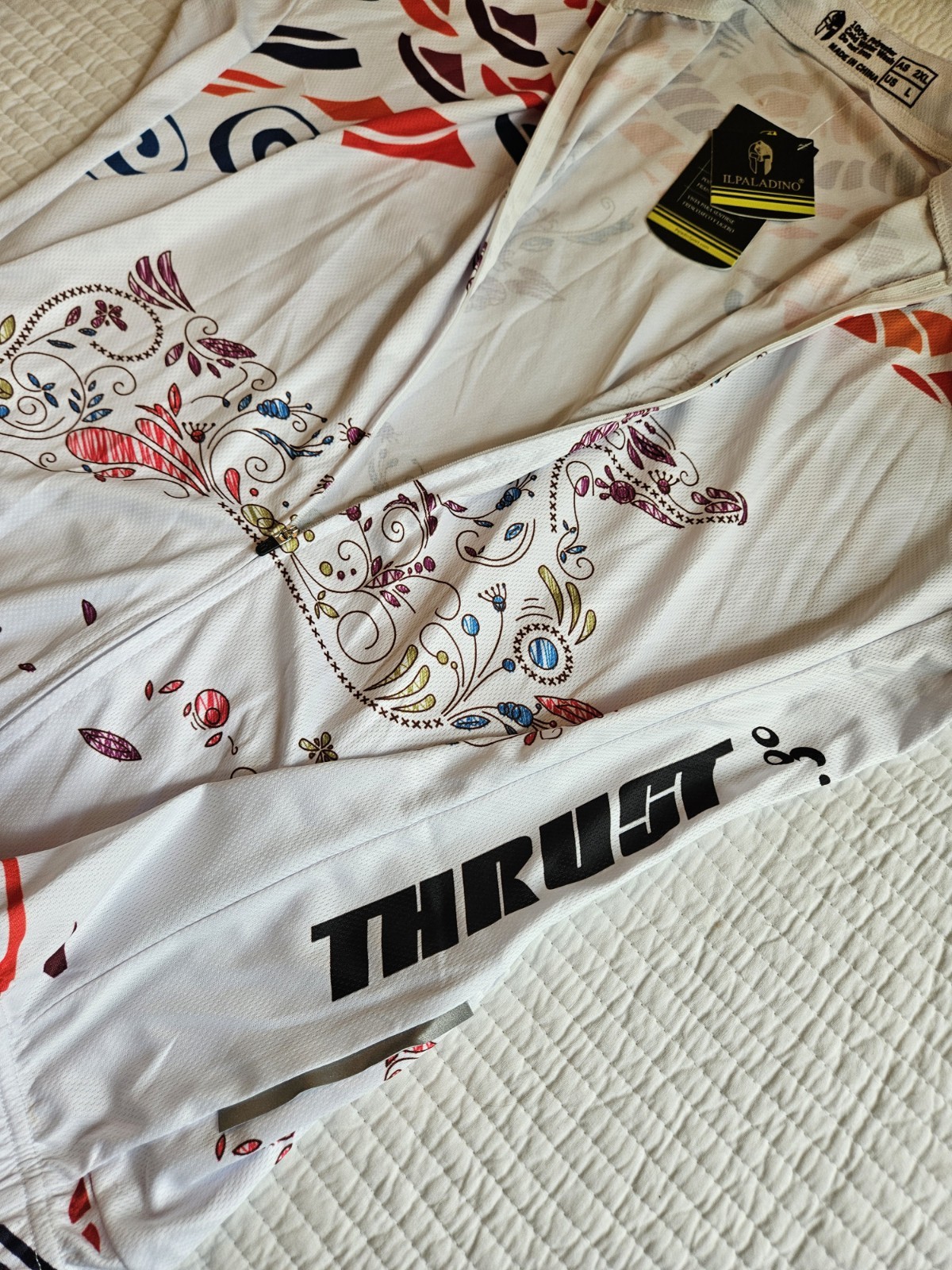 NWT ILPALADINO Women’s Cycling Jersey Quick Dry, Vent Stitch, Floral Design Sz L