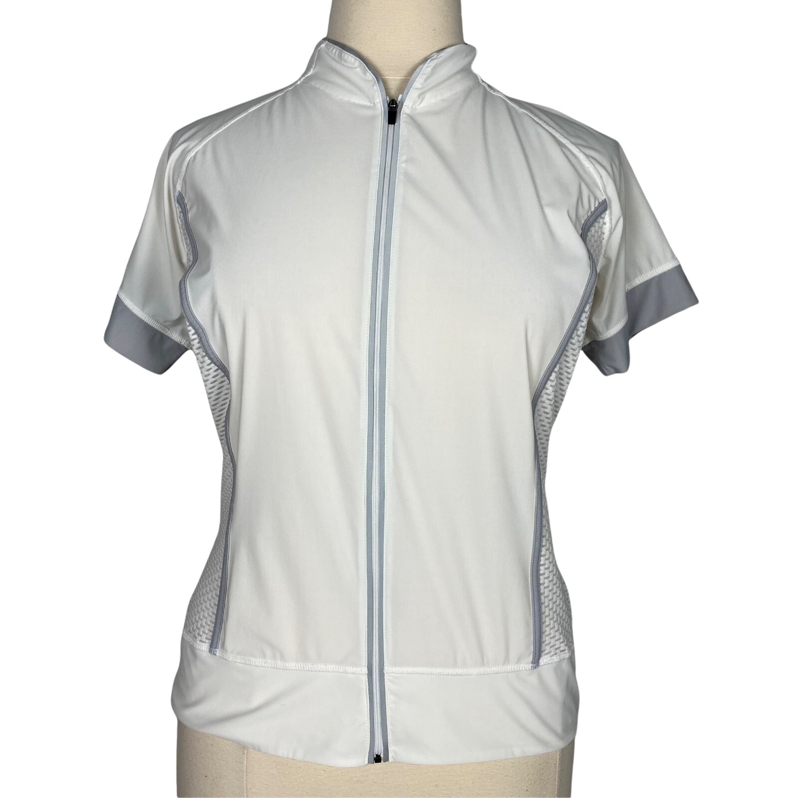Xersion Women Shirt Athletic Full Zip Back Pockets Mesh Sides White Size XL