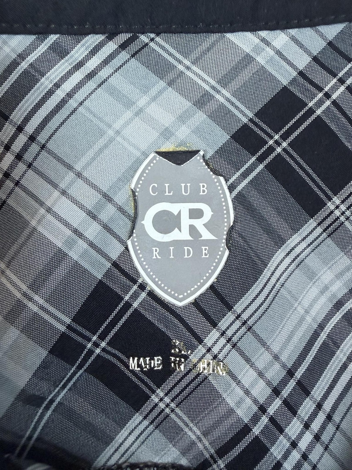 Club Ride CR Plaid Cycling Shirt Mens XL Gray Snap Short Sleeve Bike Top Mens