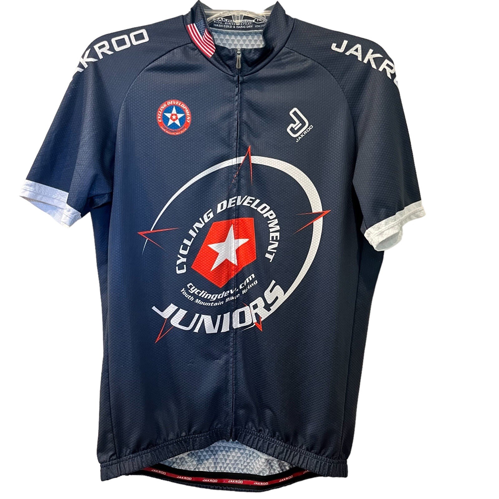 Jakroo Cycling Jersey Mens Medium Blue Juniors Development Bike Shirt Race Team