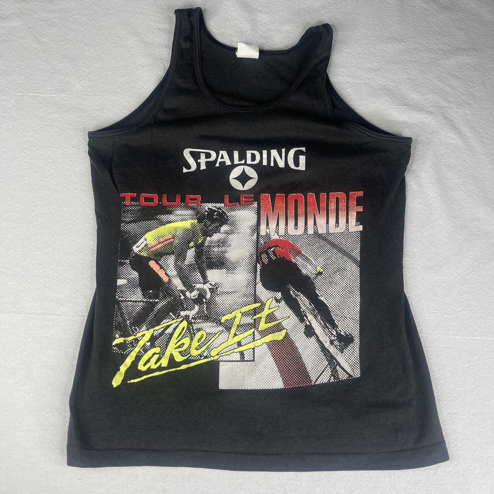 Tour Le Monde Tank Top Sz M Cycling Bike VTG 80s Spalding Tag Single Stitch