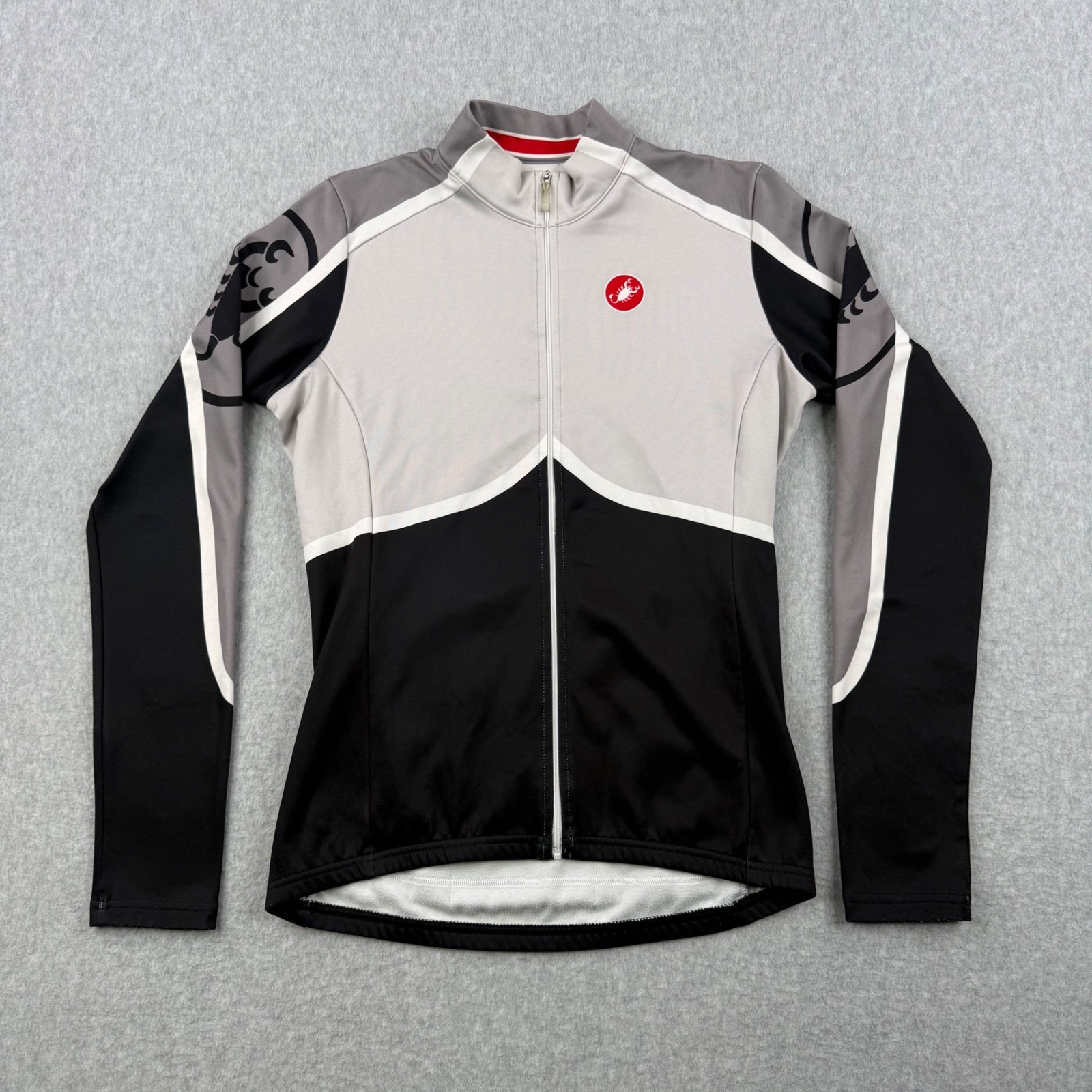 Castelli Cycling Jersey Womens Large Black Long Sleeve Full Zip Scorpion Logo