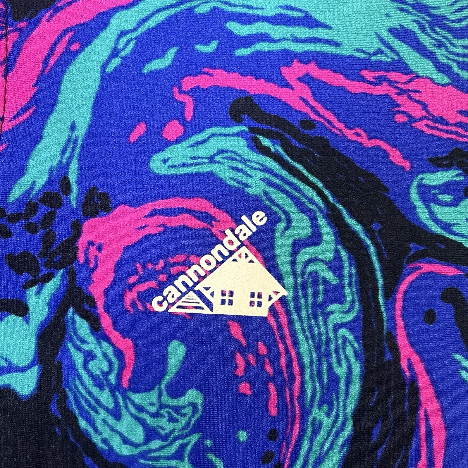 Vintage Cannondale USA Cycling Jersey Top Medium Abstract Zip Neck Psychedelic