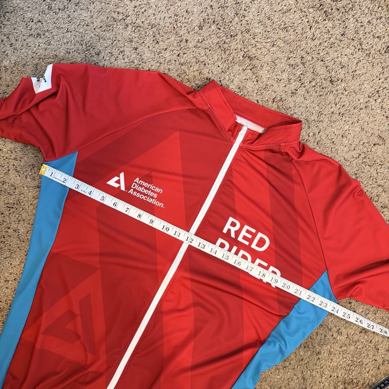 Eversole Run American Diabetes 2025 Red Cycling Jersey Full Zip Mens 2X