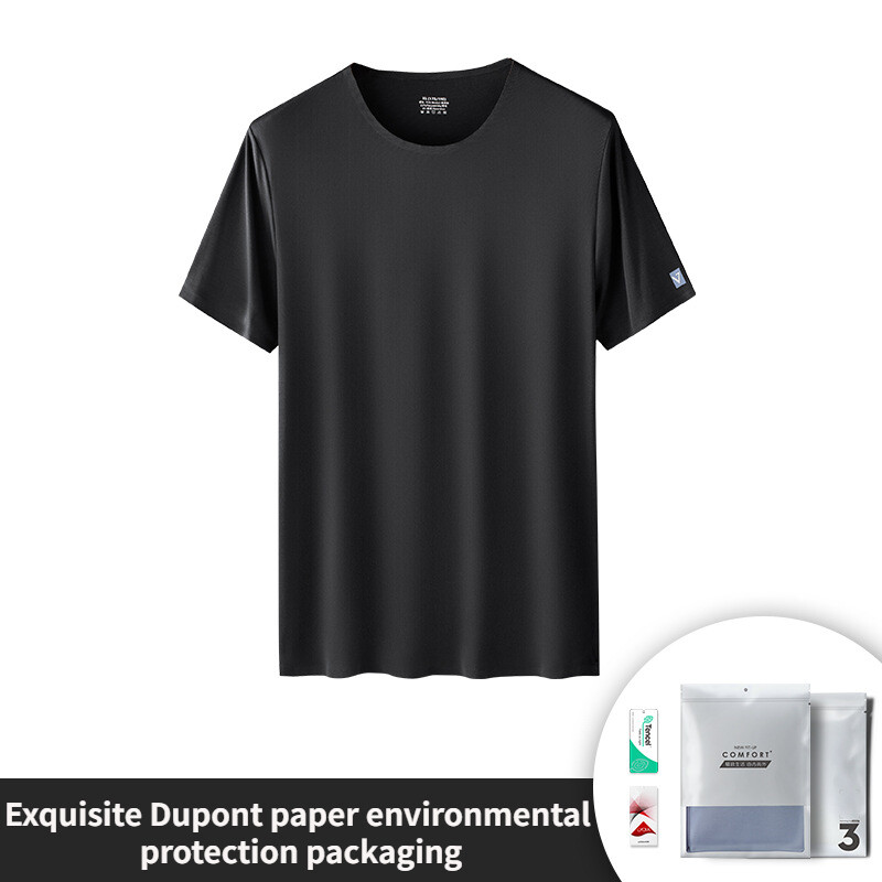 Casual Fashion Men’s Short Sleeve T-shirt Solid Color Basic Tee Comfortable Top