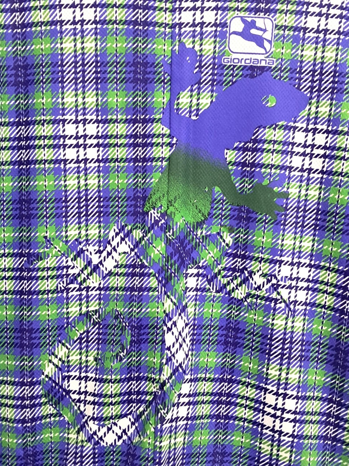 Vintage 1992 Giordana Mens XXL Cycling Jersey Green & Blue Plaid Polyester Tacte