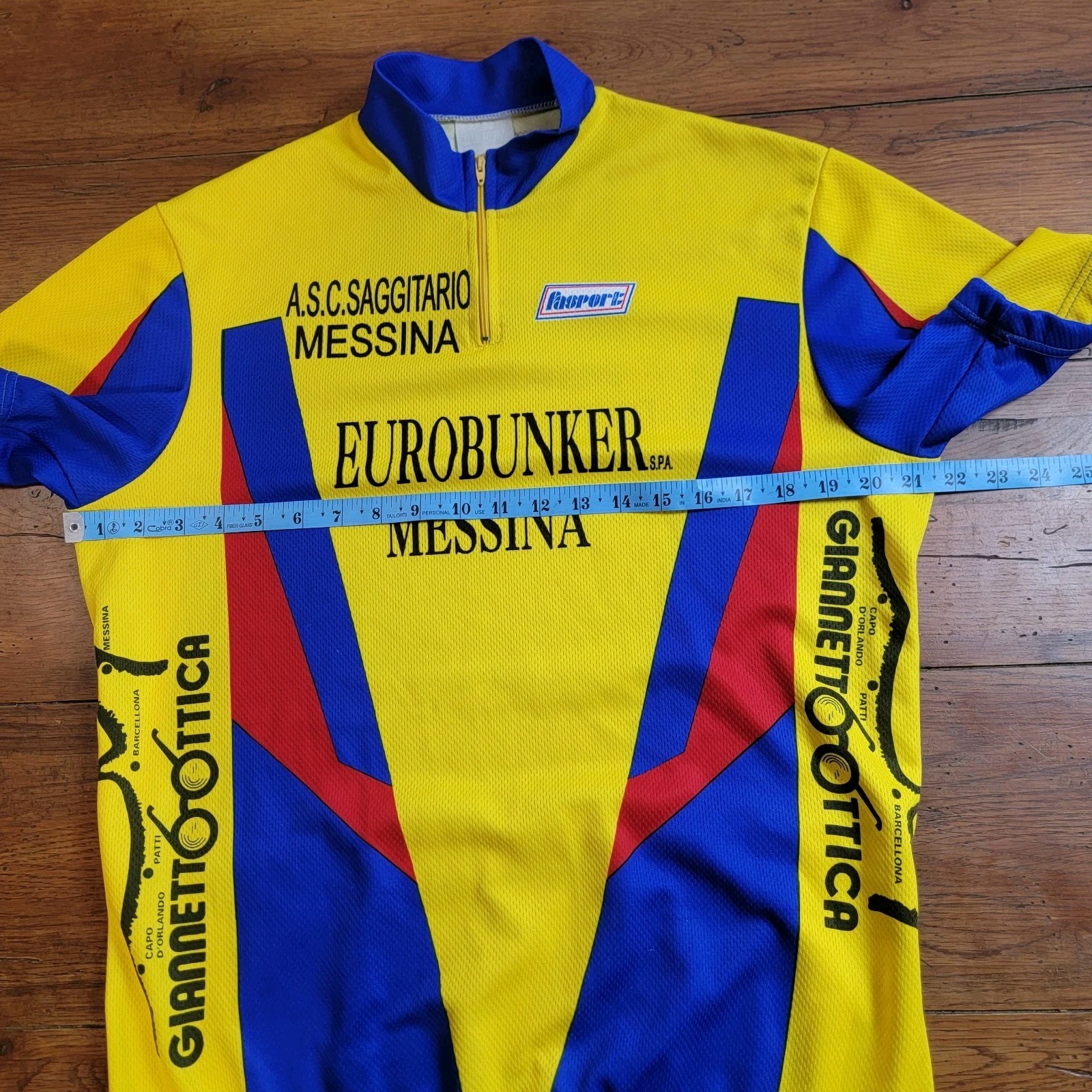 Fasport Mens 52 (L/XL) Cycling Jersey 21.5″ P2P (8/10) Giannett Oottica Messina