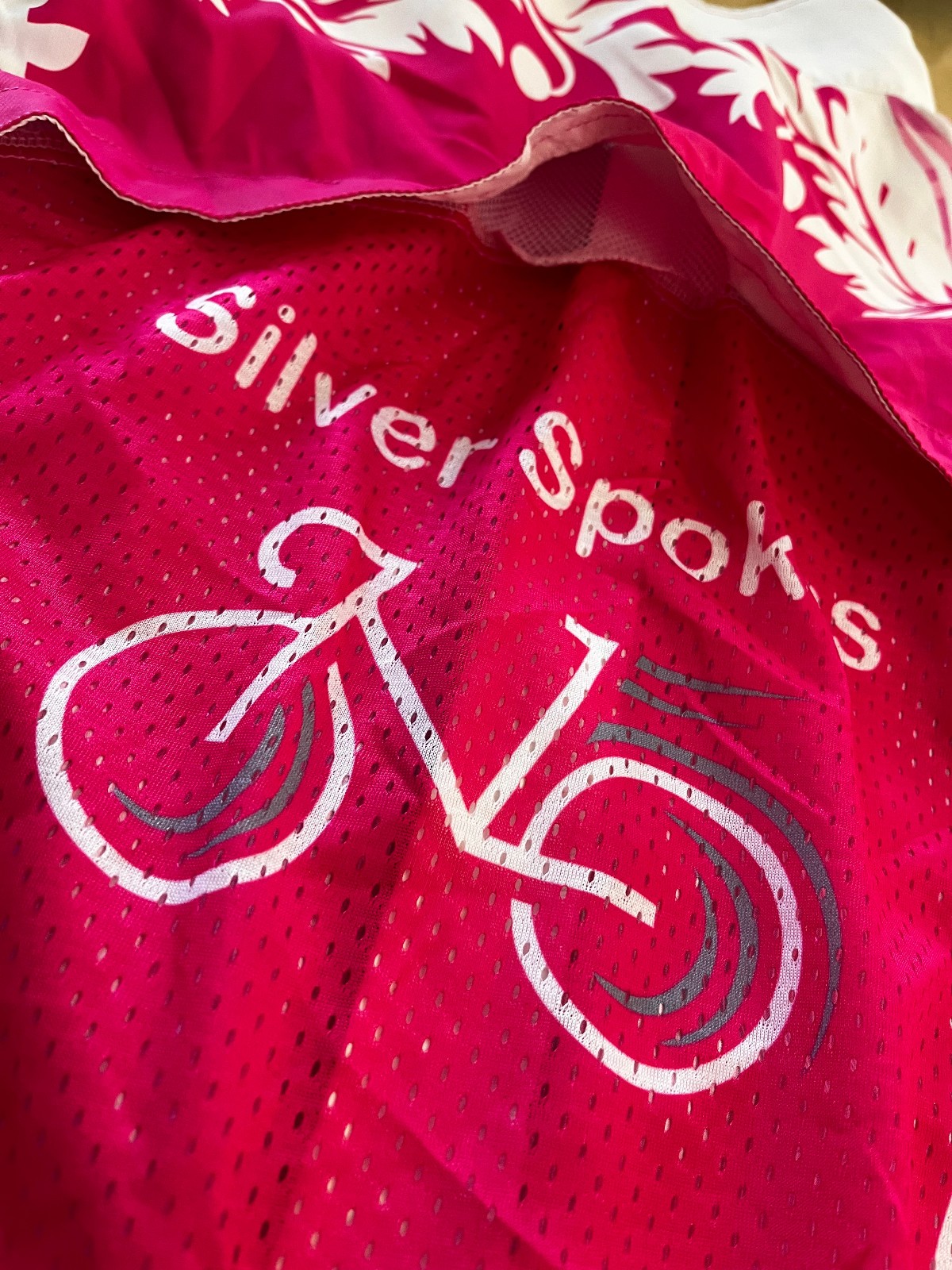 Epic Silver Spokes Graphic PINK WHITE Sleeveless Zip Cycling Jersey Vest Women S