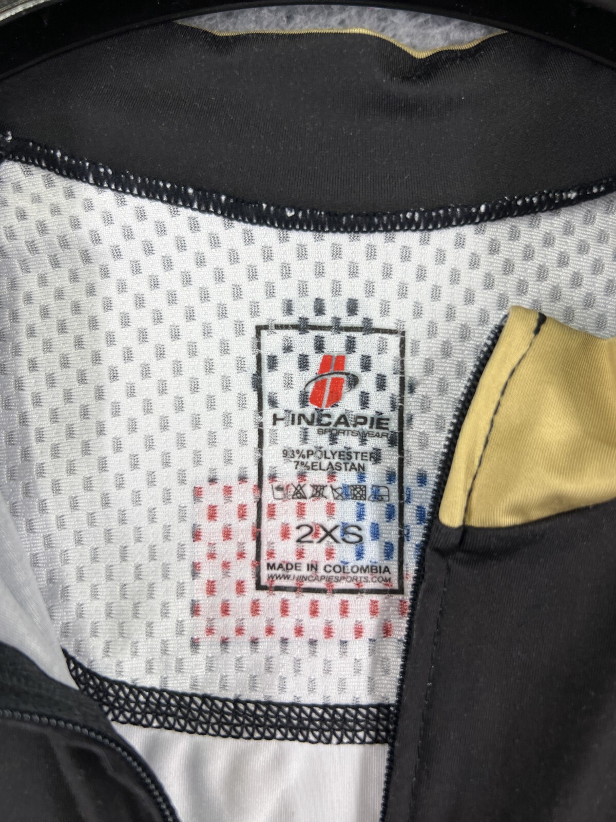 Hincapie Cycling Jersey Adult 2XS XXS Black Gold Lindenwood Athletics Full ZIp