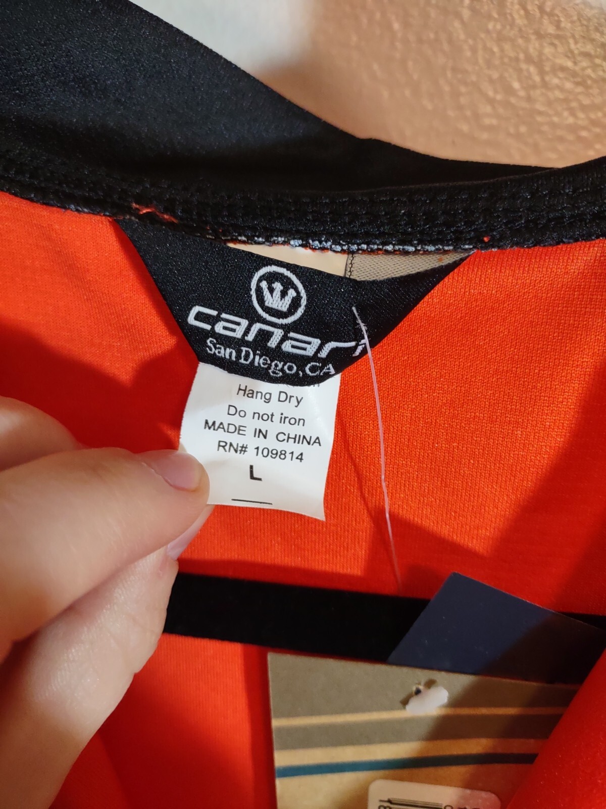 Canari Mens L Red Orange Black Cycling Jersey Short Sleeve NWT Compression