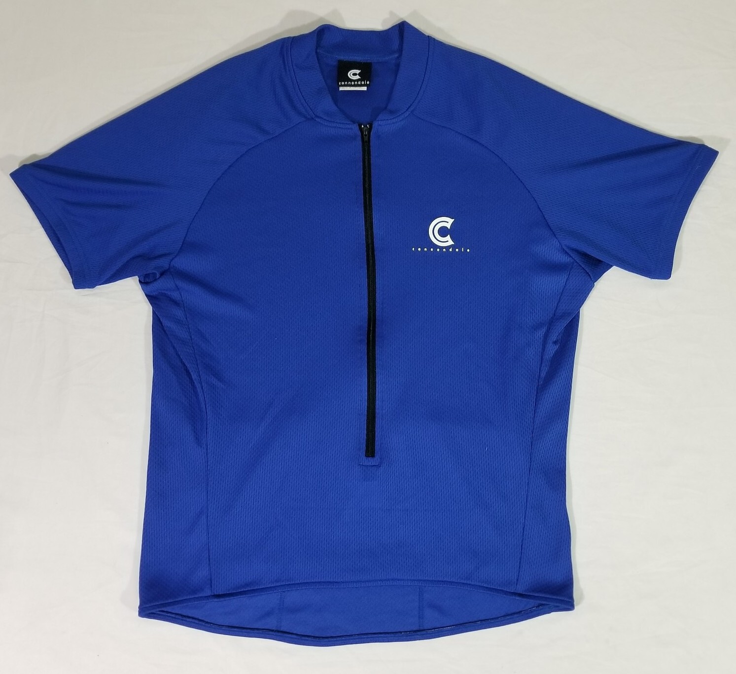 Cannondale Solid Blue 3/4 Zip Cycling Jersey Short Sleeve Shirt Men’s Size Large
