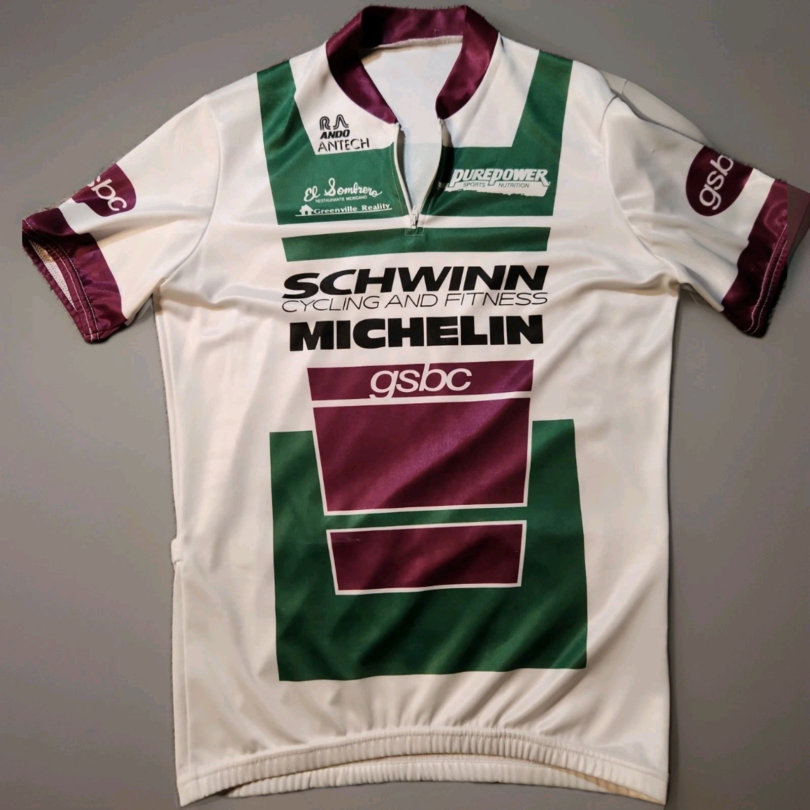 R Ando Schwinn Michelin Logo Mens XL Bike Bicycle Jersey USA Made