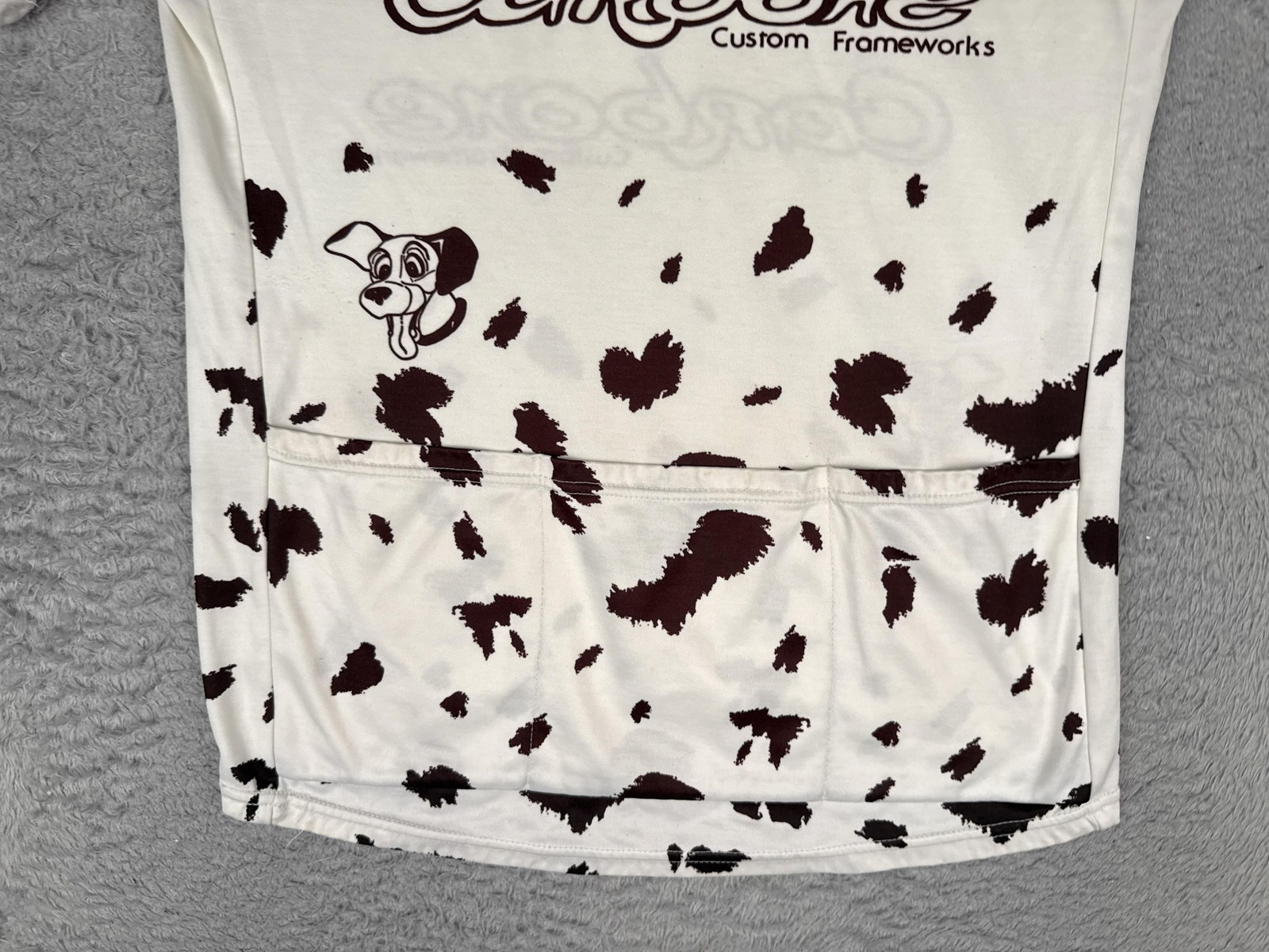 VINTAGE Aussie Cycling Jersey Womens Large White Tailwind Dog Print 1/4 Zip Poly