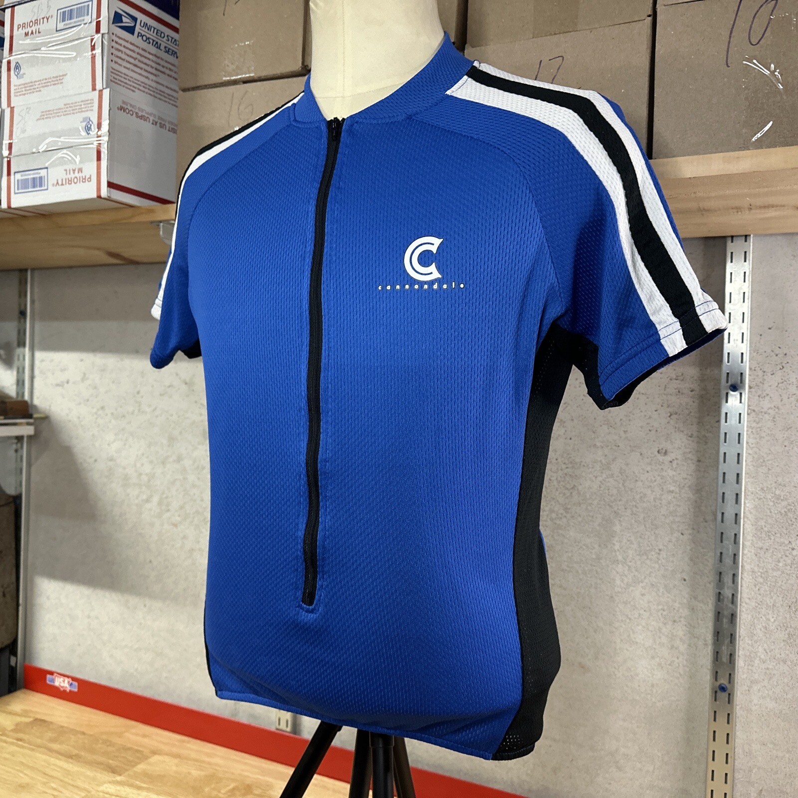 Cannondale Cycling Jersey Men’s M Medium Short Sleeve Blue Black Made In USA