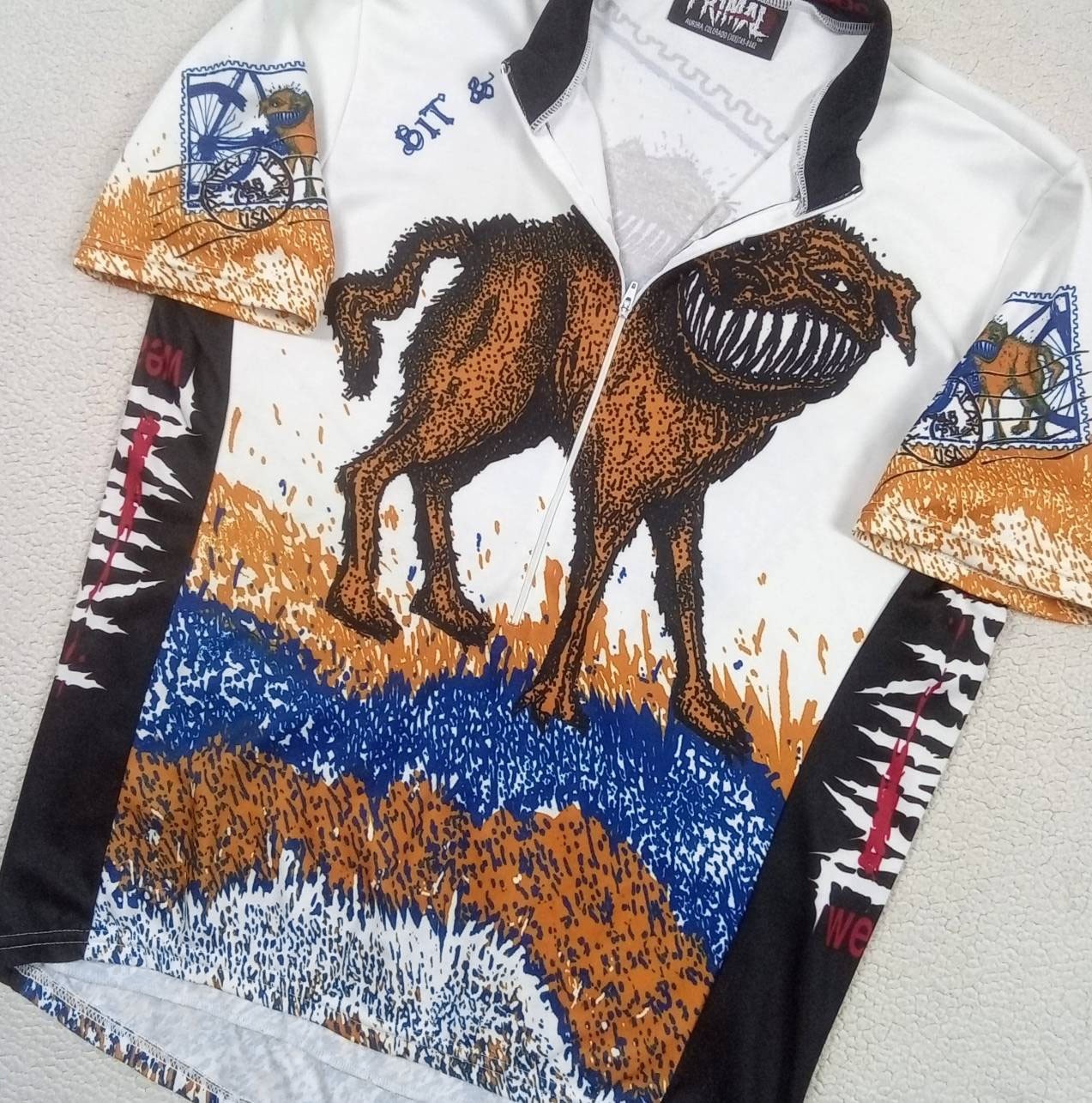 RARE VTG 90s PRIMAL “Bit & Run” Cycling Jersey USA Made P.Wear of the Dog — XL