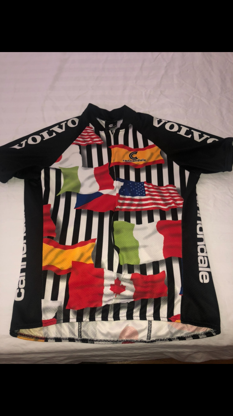 Cannondale VOLVO bike racing touring jersey shirt cycling L GUC flags