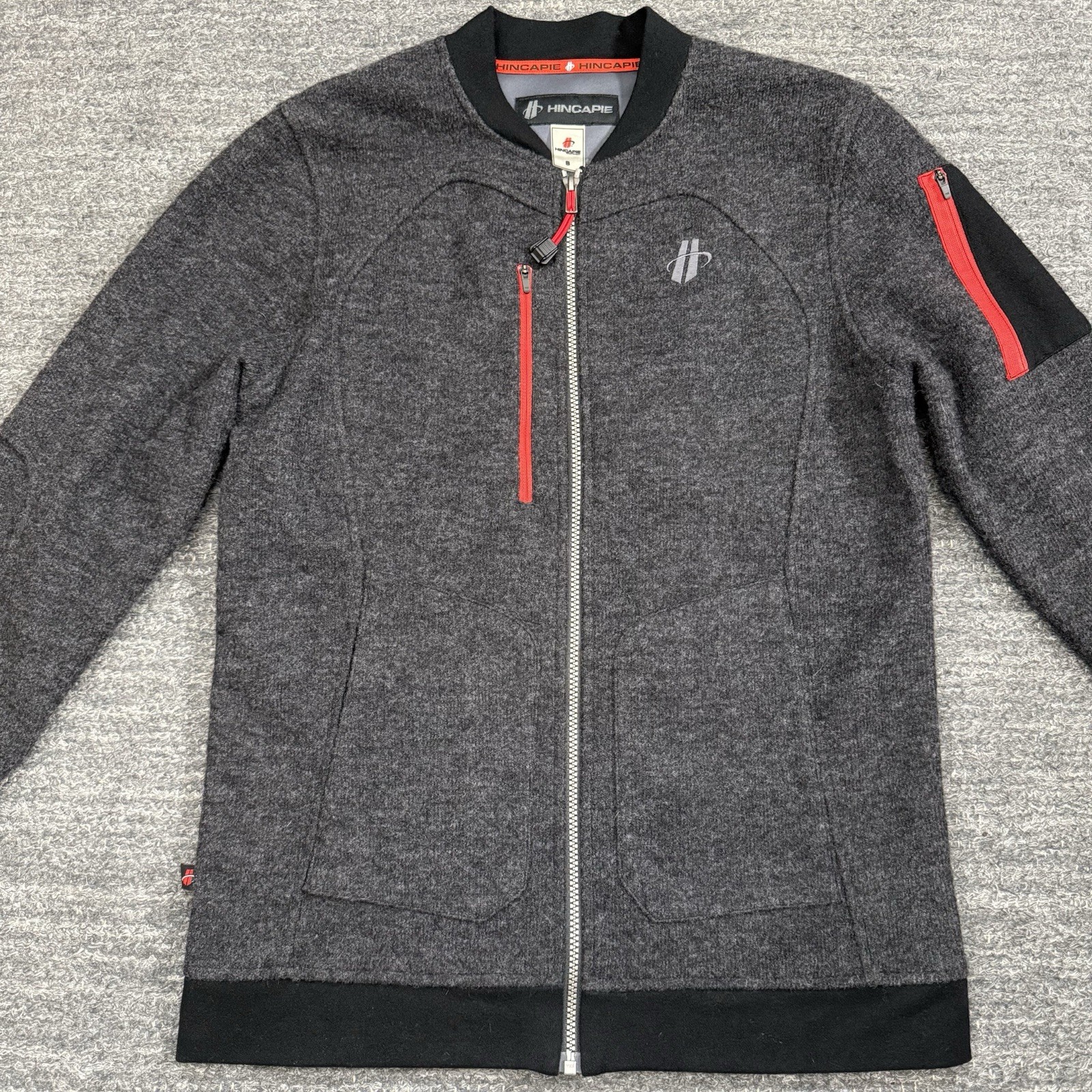 Hincapie Lusso Wool Sweater Men Small Gray Full Zip Merino Bike Commute Jacket