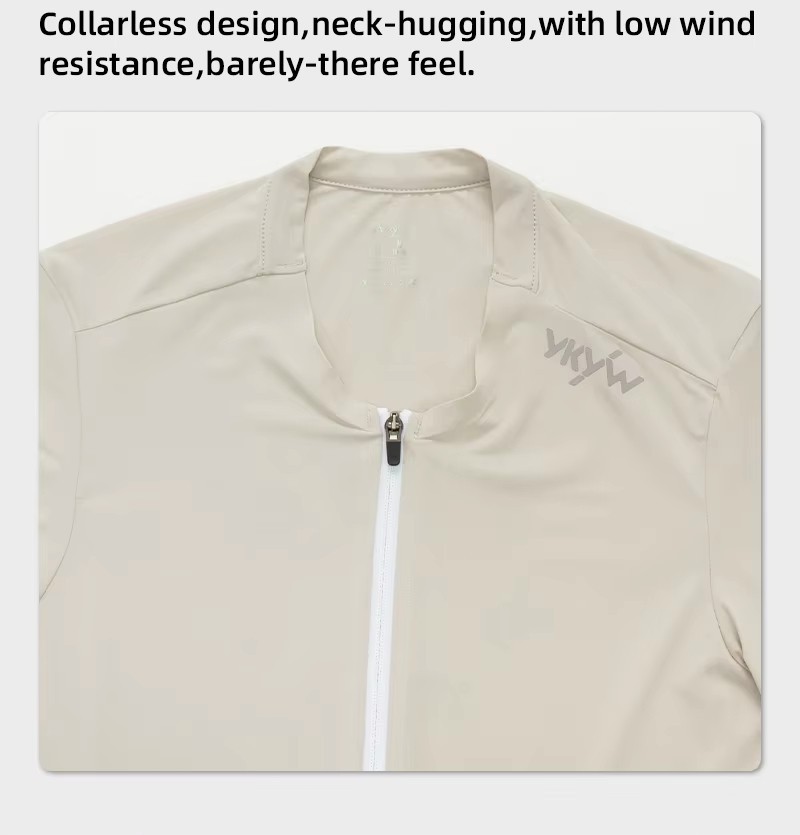 YKYW Men 2026 Summer Collarless Cycling Jersey Cool Touch Breathable Bike Shirt