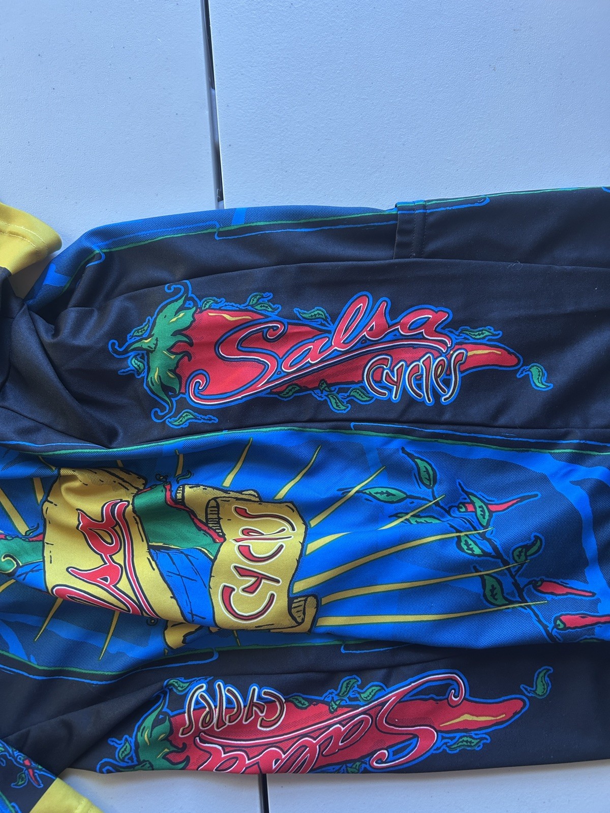 Voler Salsa Cycles Vintage Cycling Jersey Chili Pepper Black Blue Red Men’s M