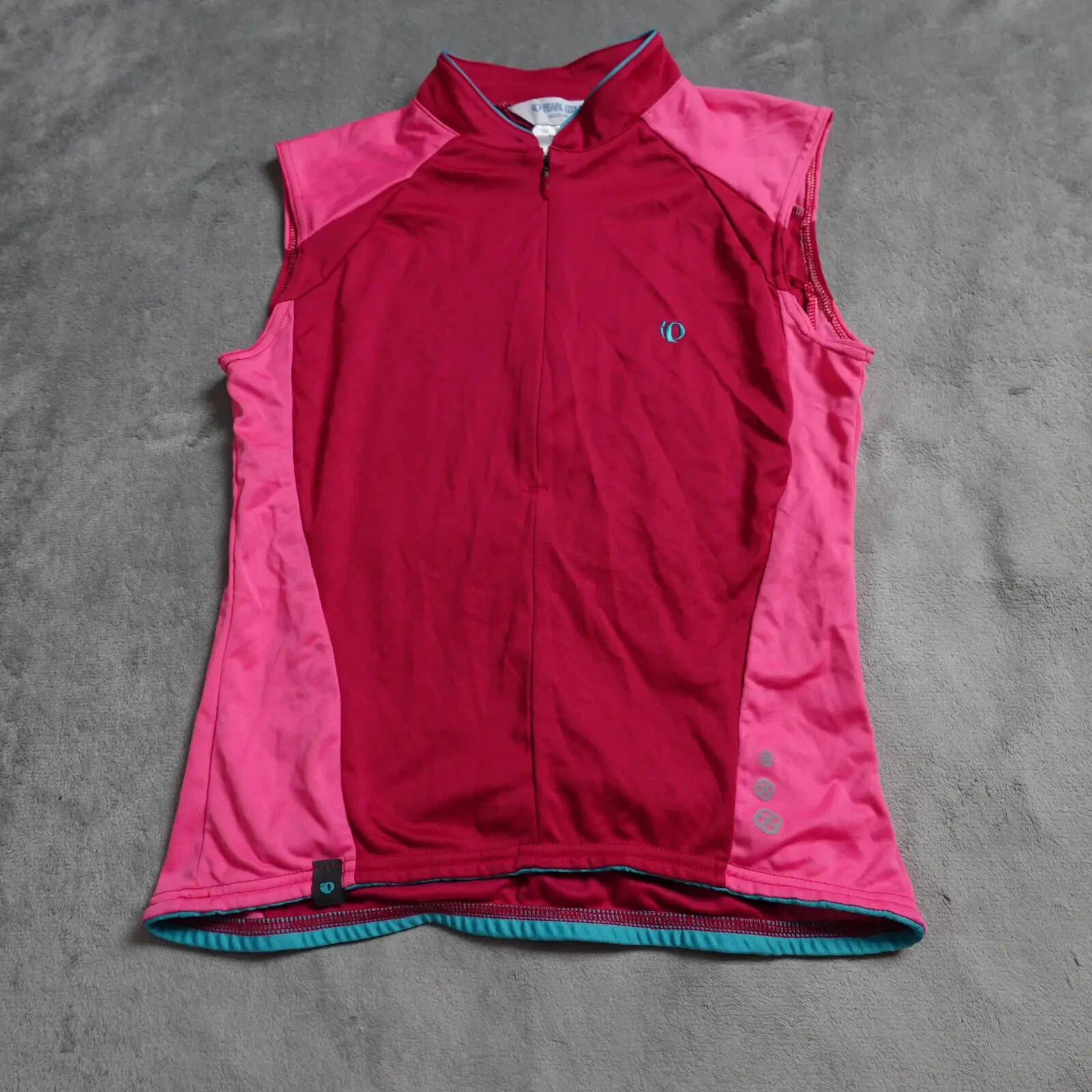 Pearl Izumi Cycling Shirt Women’s Medium Red Pink Colorblock Sleeveless 1/4 Zip