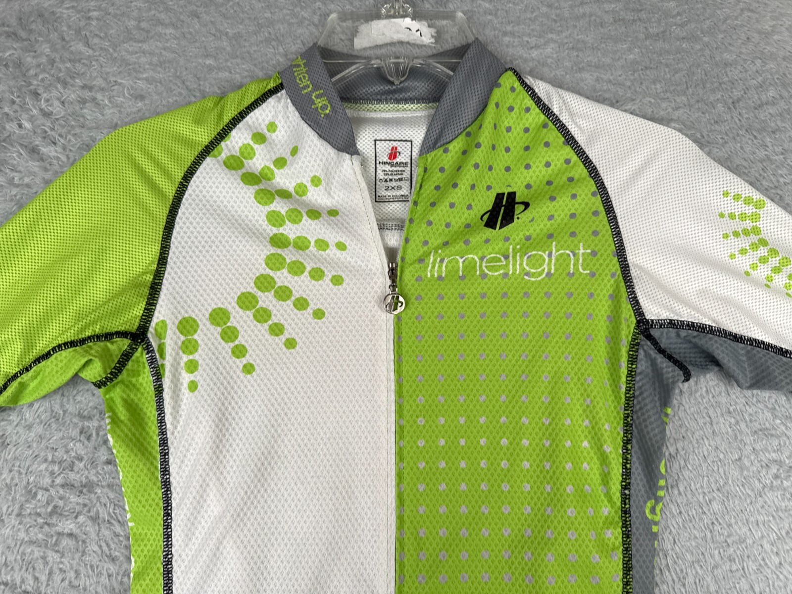Hincapie Cycling Jersey Adult 2XS XXS Green White Full Zip Short Sleeve Aspen
