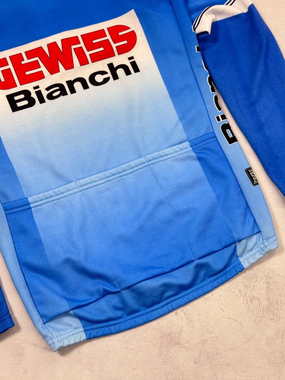 Vintage 1989 Santini Gewiss Bianchi Team Cycling Jersey LS Diadora size M-L
