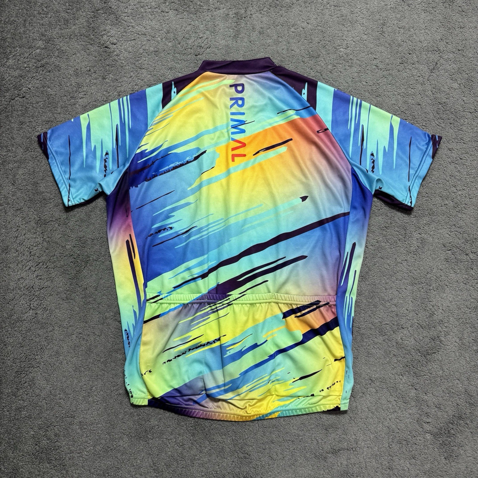 Primal Cycling Jersey Men’s L Full Zip Multicolor Graphic 3 Pocket Bike Shirt
