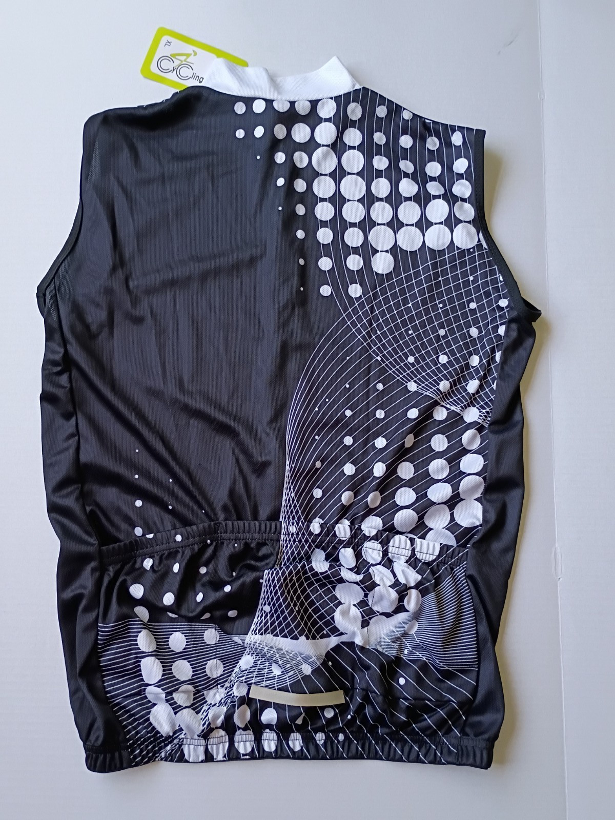 Cycling Shirt Full Zip Sleeveless XL Black/White Geometric