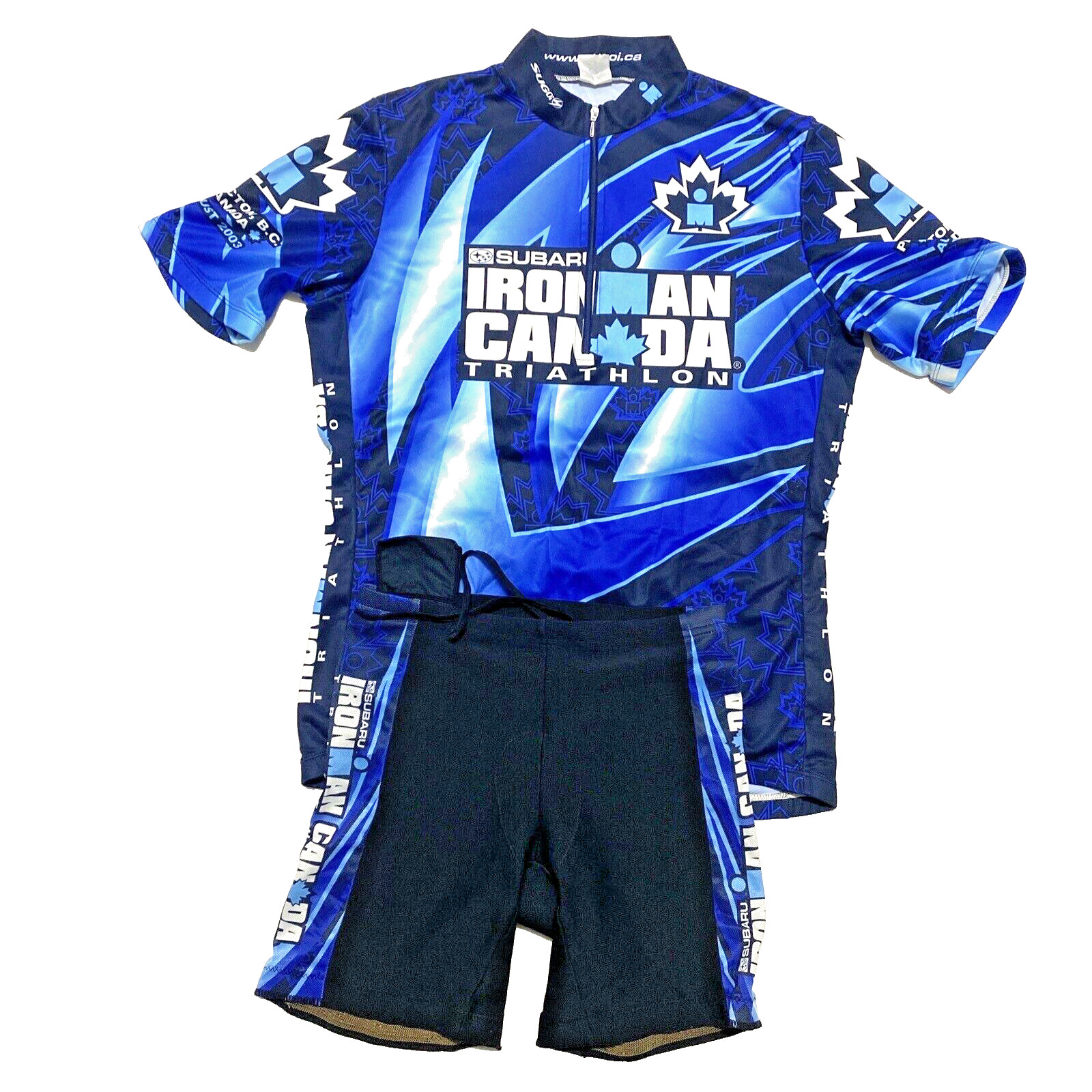 Ironman Penticton Canada Triathlon 2003 Men’s Sz Medium Cycling Jersey Set Blue