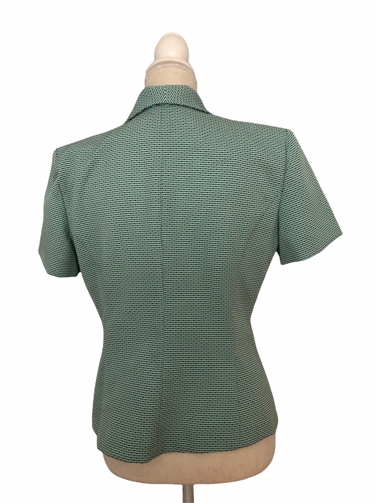 Danny & Nicole Woman Top Collared Button Front Short Sleeve 10P Padded Shoulder