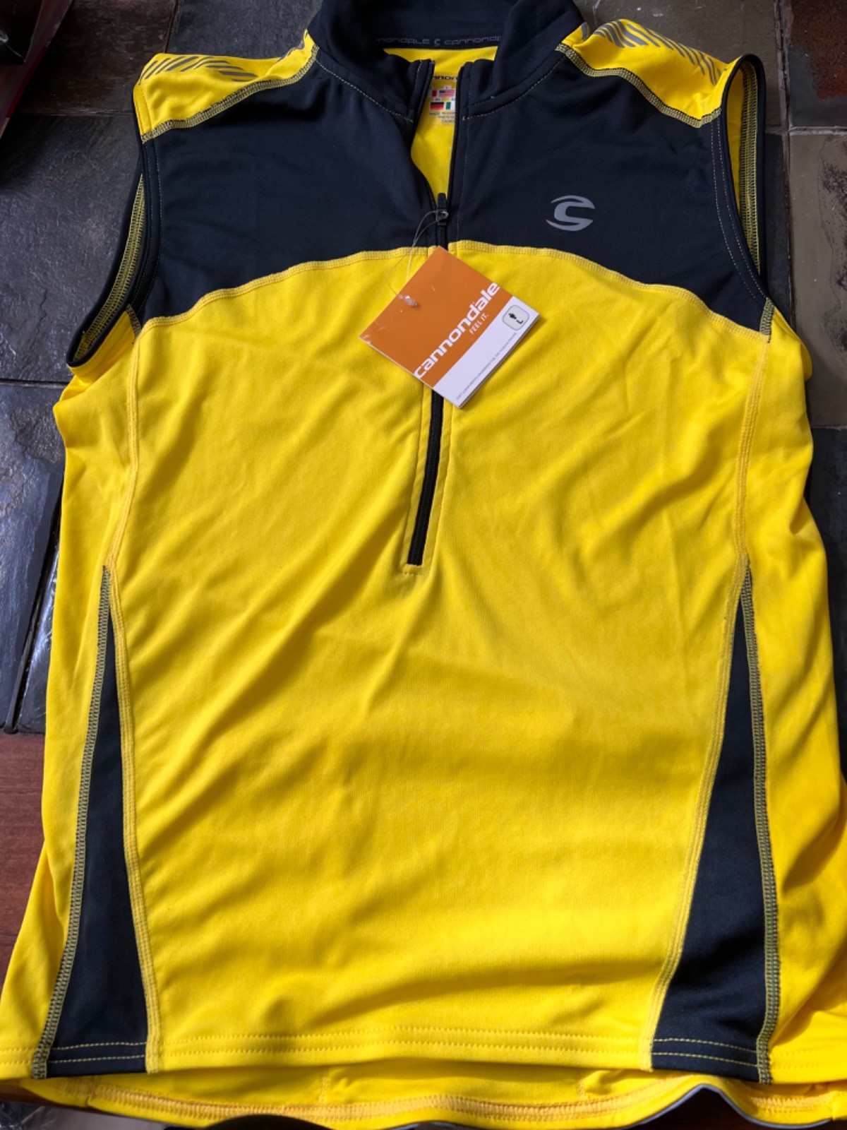 Cannondale Men’s Sleeveless Cycling Jersey Yellow Lightweight Size Large NWT