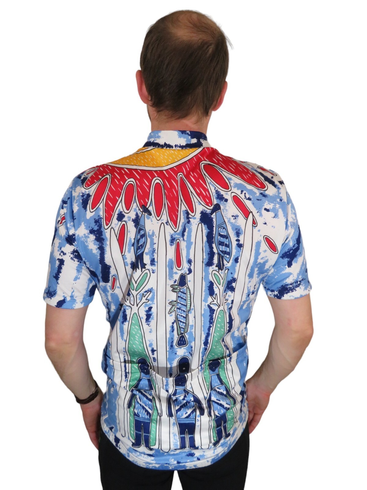 Giordana Cycling Jersey Mens S/M Penguins Surfboards Graphic Vintage Bike Shirt