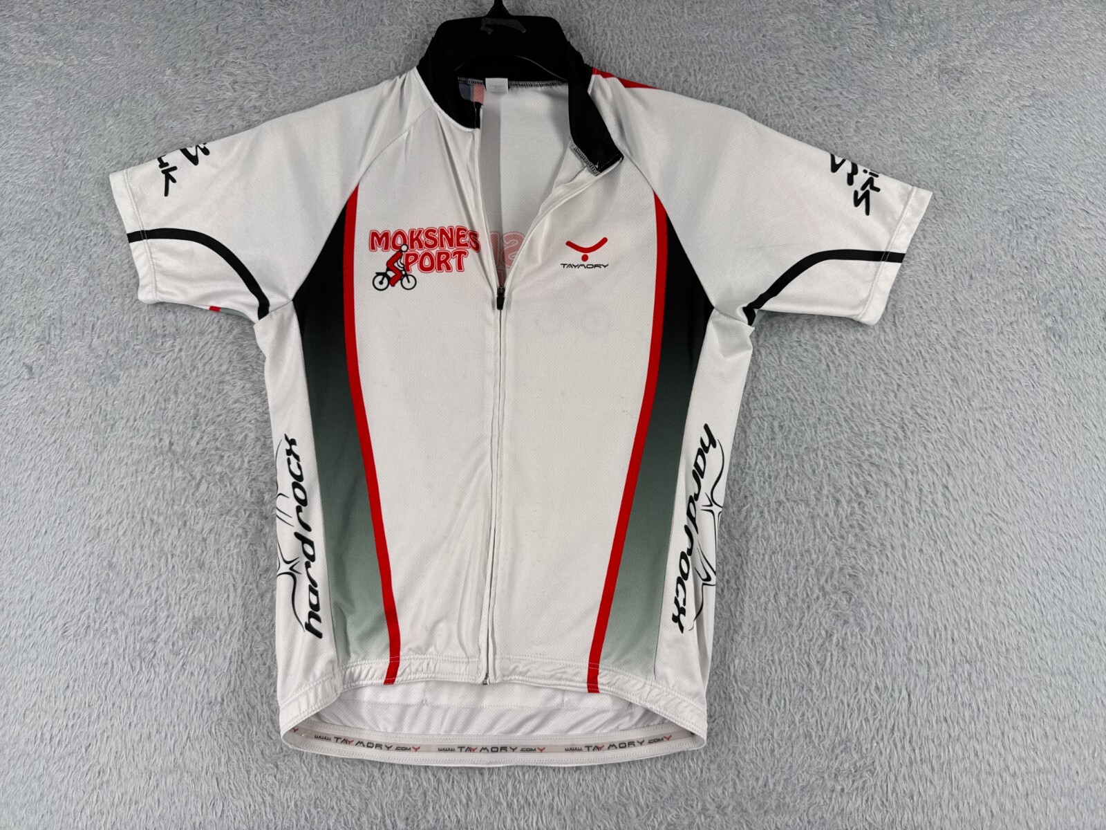 Taymor Cycling Jersey Adult Small White Full Zip Moksnes Sport Polyester