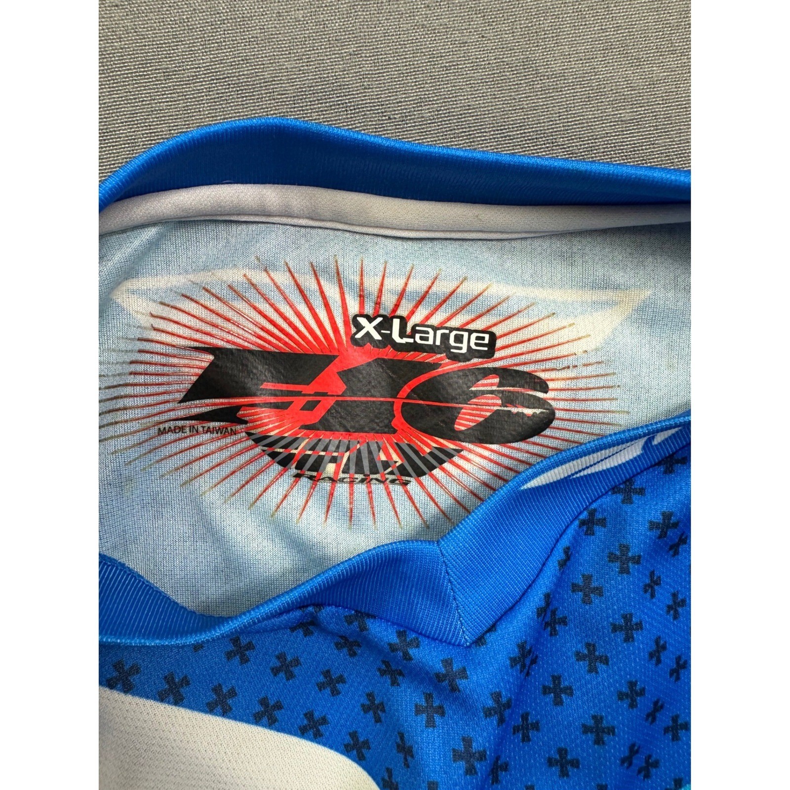 VTG Fly Racing Motocross Jersey Men XL Blue White Long Sleeve MX Off-Road Gear