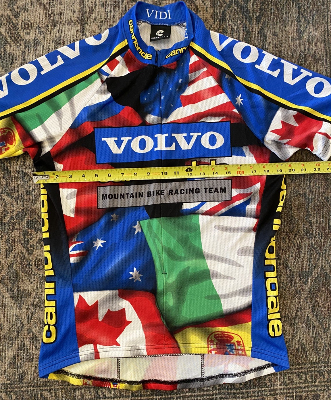VTG 90s Cannondale Mountain Bike Race Team USA Flag Volvo 3/4 Zip Jersey SZ L