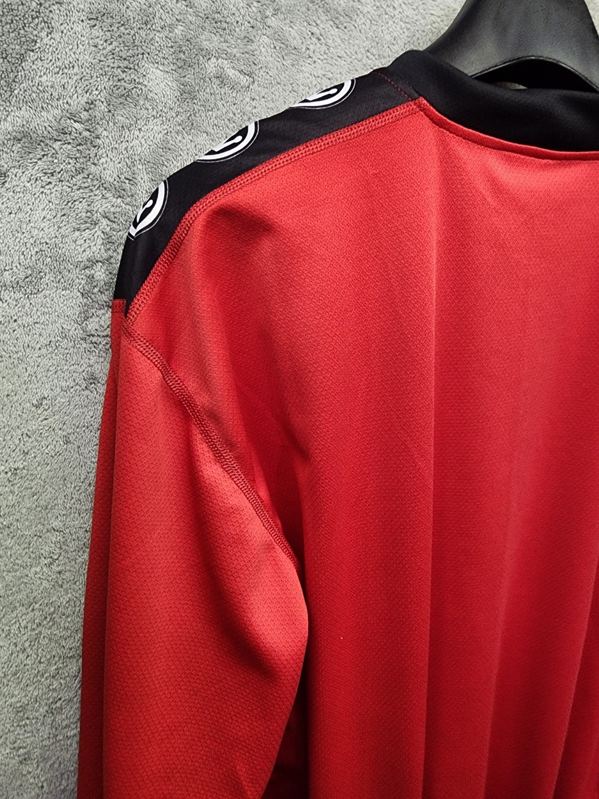 Canari Cycling Jersey Mens XL Red And Black Long Sleeve Quarter Zip Rear Pocket