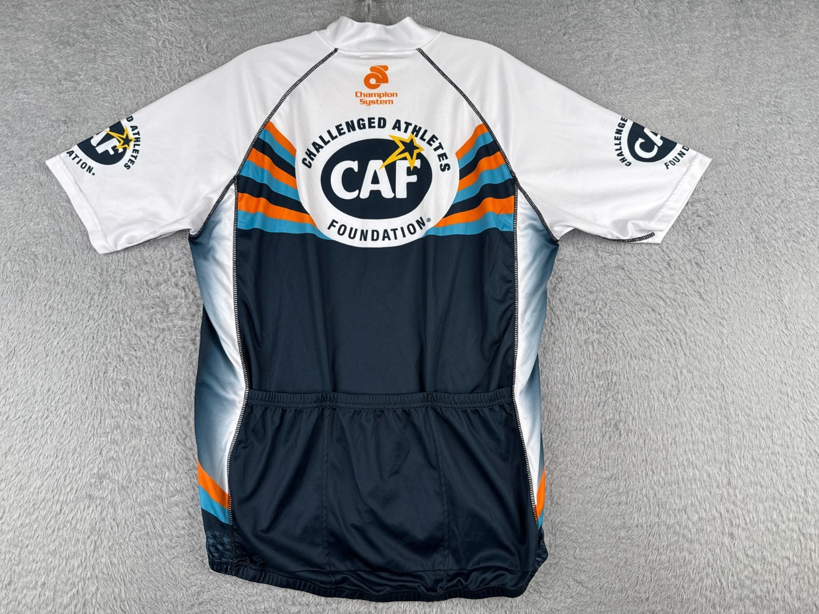 Champsys Cycling Jersey Women Extra Large Blue White Full Zip Challenged Adults