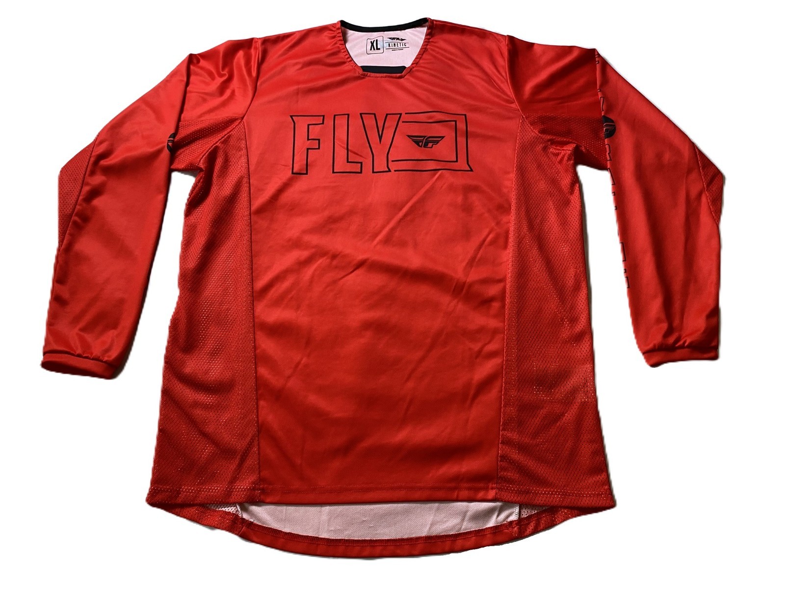 Fly Racing Kinetic – Men’s XL Red Logo Long Sleeve BMX ATV Biking Jersey Shirt