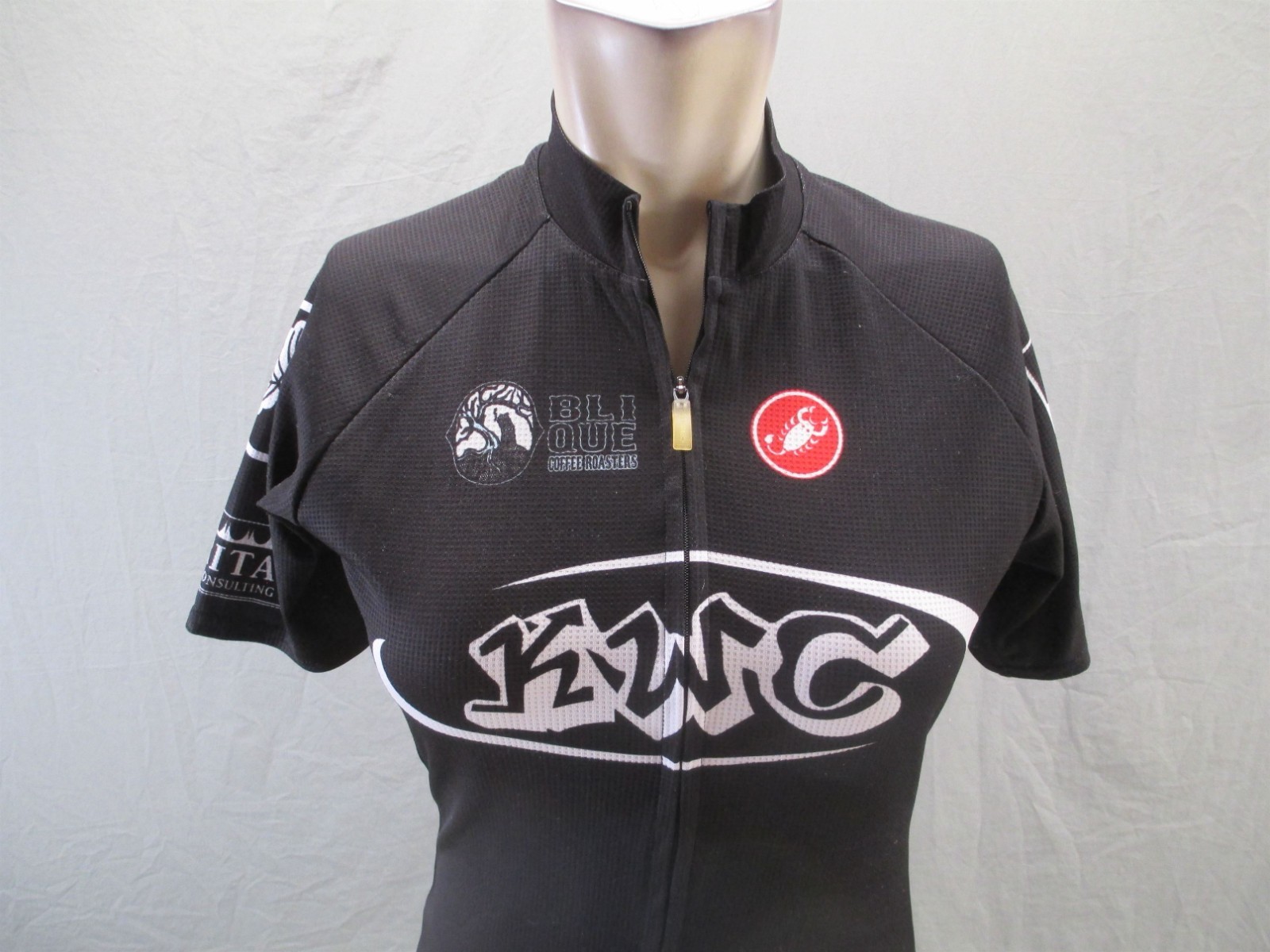 Castelli Size M Womens Black Cycling Drop Tail Compression Full Zip Jacket 605