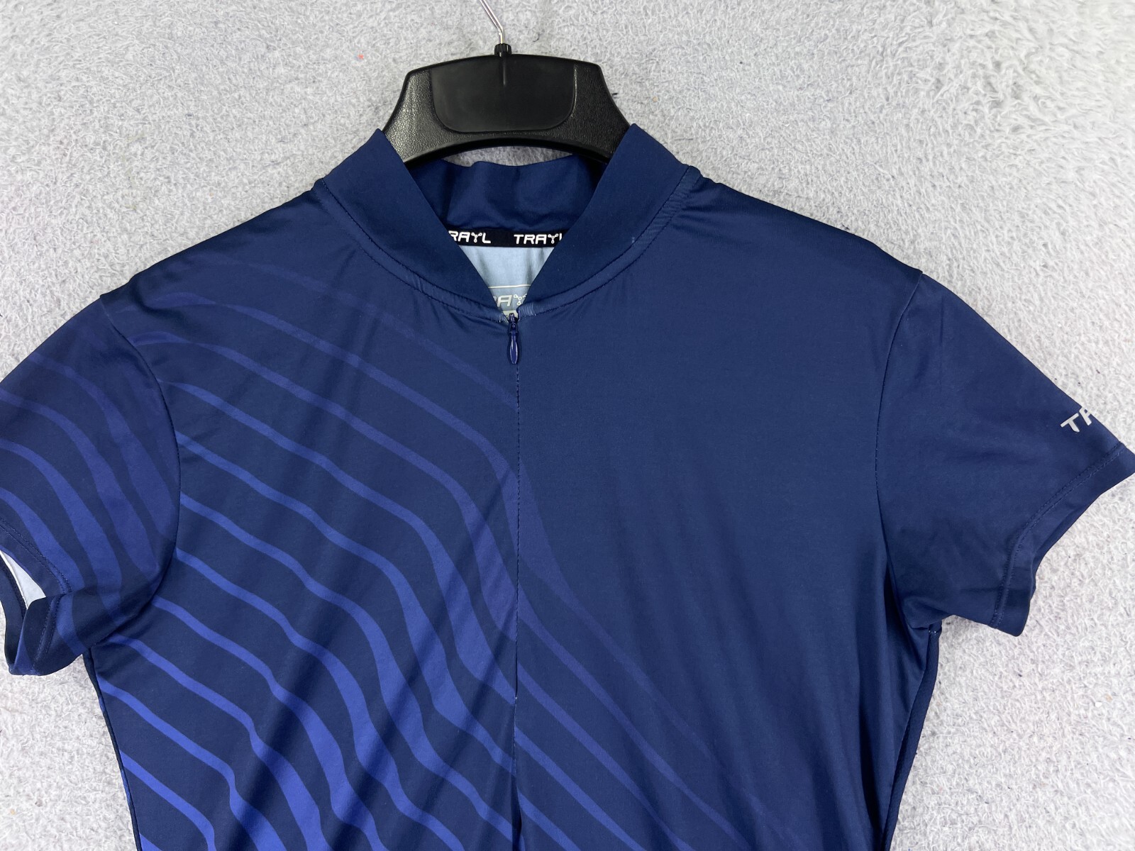 Trayl Cycling Jersey Womens Medium Blue 1/4 Zip Pullover Pockets Polyester